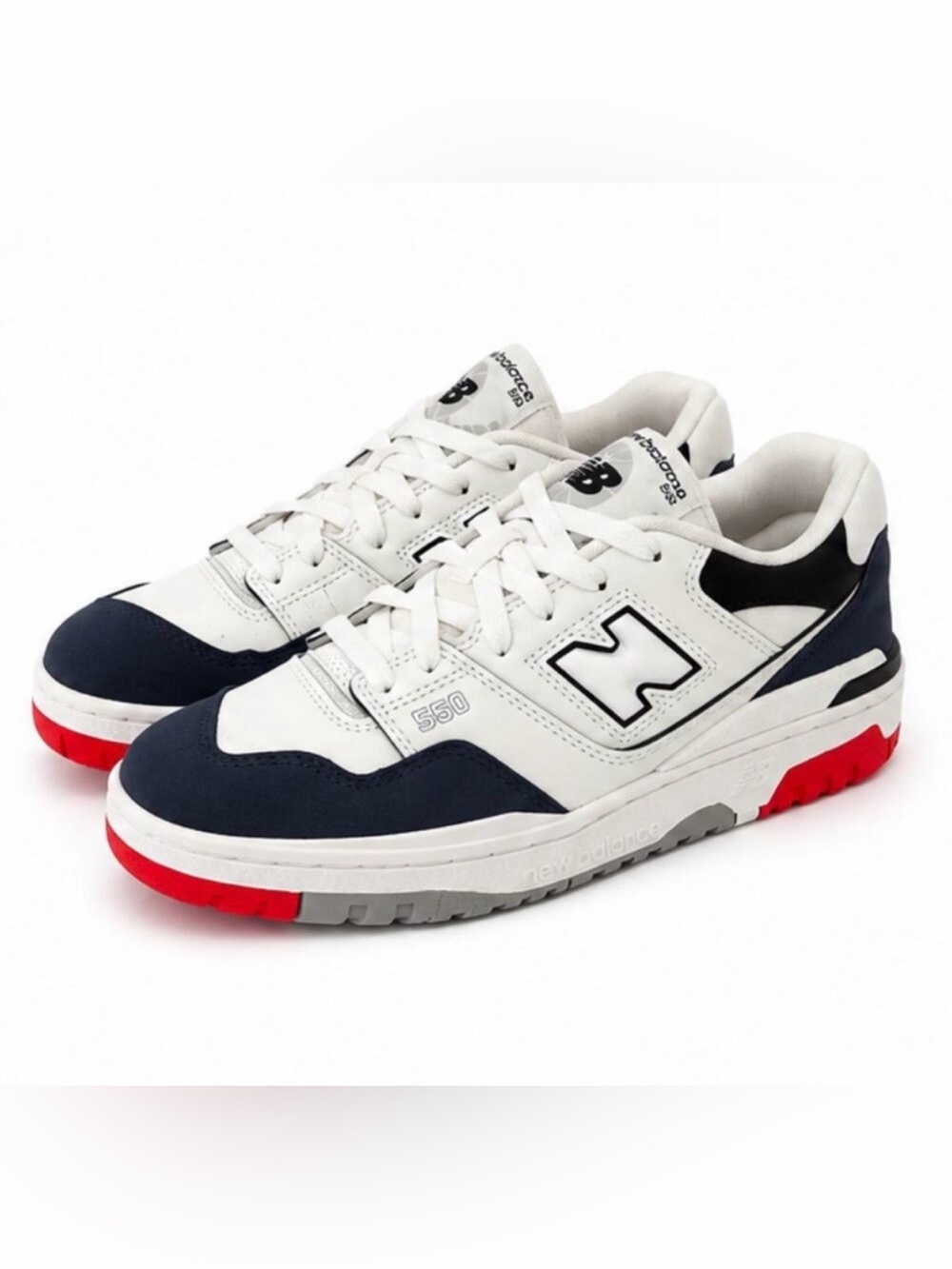 New Balance 550 Leather & Suede Sneaker - White/Blue/Red